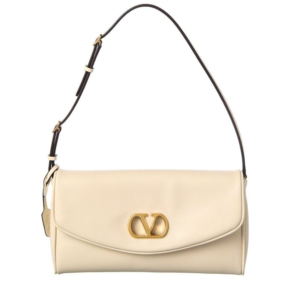 Valentino De Vain Small Denim Shoulder Bag, White